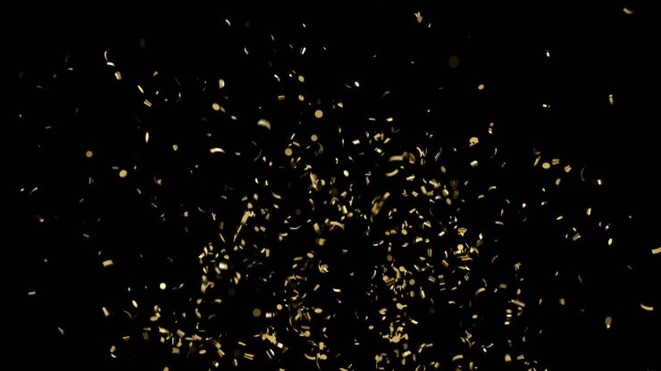 Explosion golden confetti fountain with alpha channel