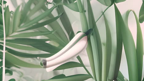 green leaves and white flower, nature animation