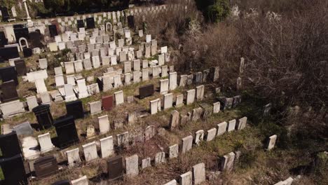 aerial view of graveyard cemetery halloween