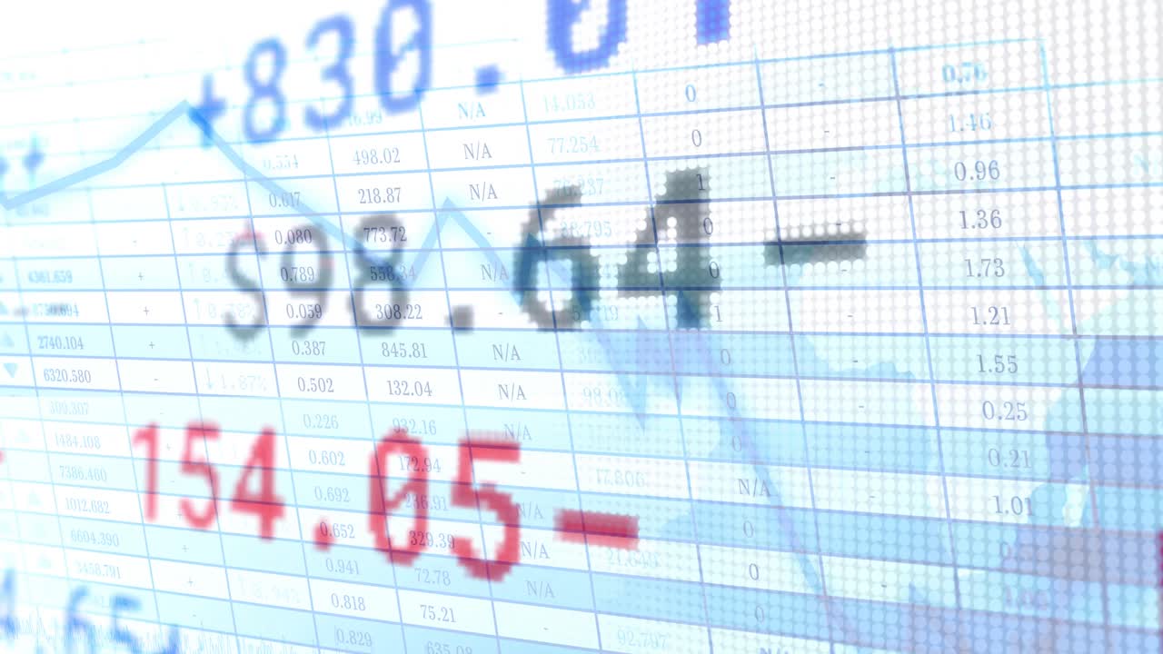 색 배경에 그래프를 가진 주식 시장의 애니메이션