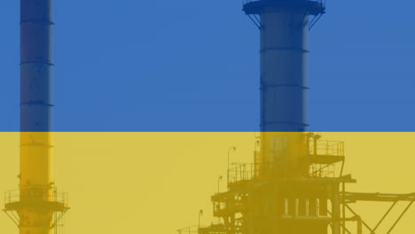 animación de la bandera de ucrania sobre la plataforma petrolífera