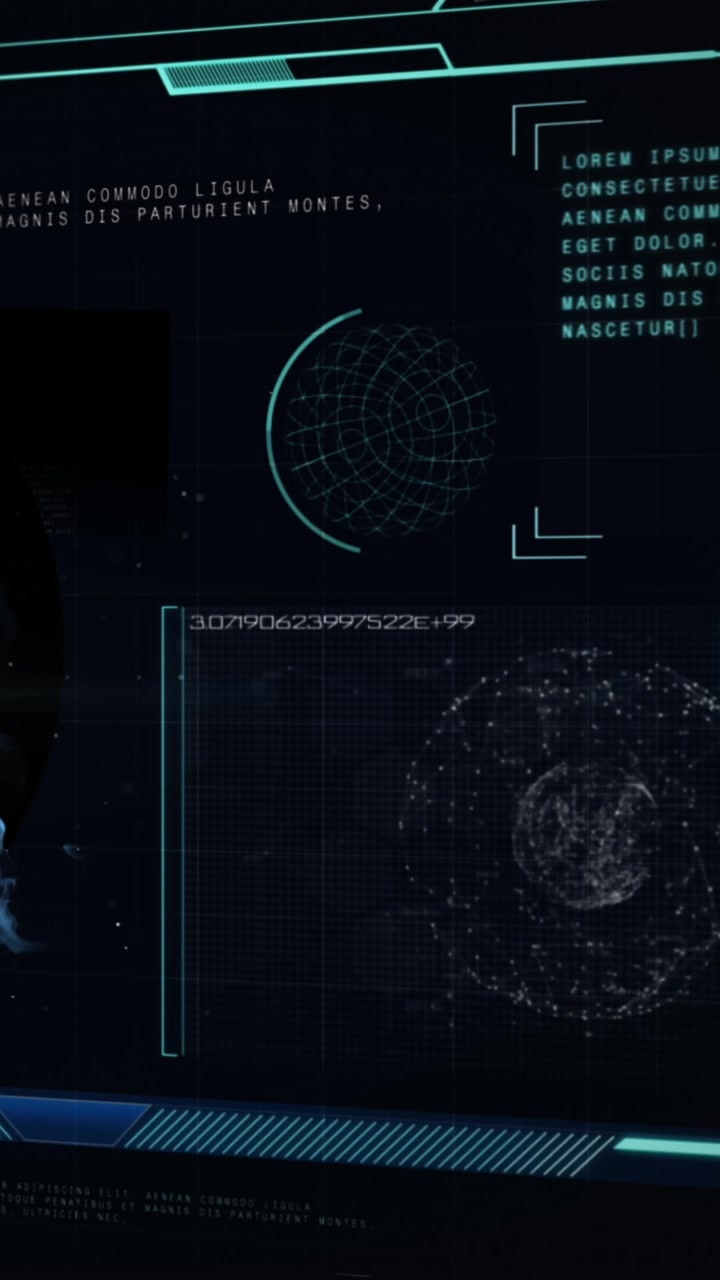 Animation of covid 19 cell and medical data processing on screens