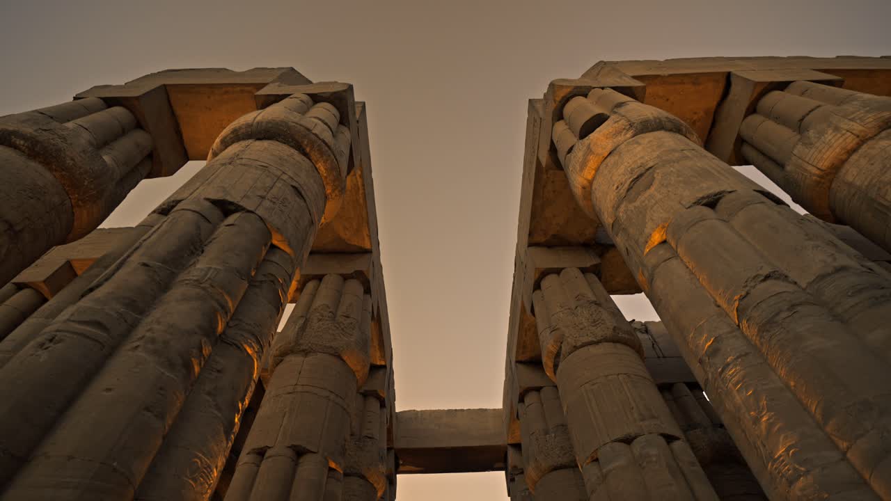 This clip provides a focused look at the Great Colonnade of Amenhotep III within the Luxor Temple during the "Golden Hour."