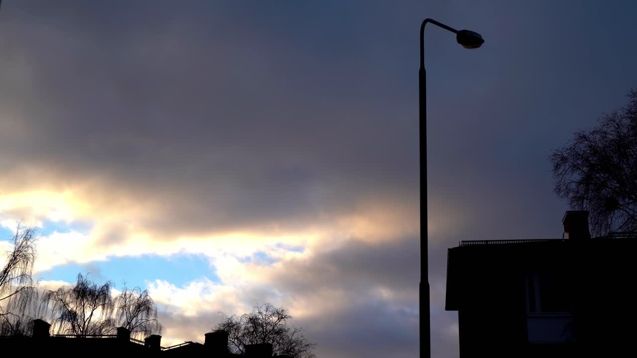 A beautiful timelapse of colorful clouds during golden hour