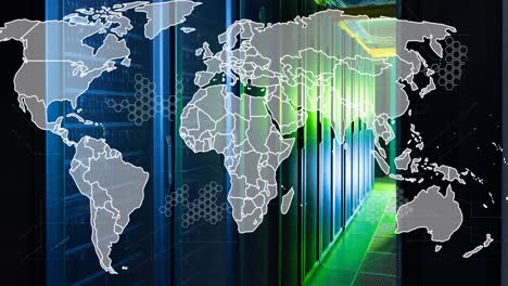 Animación-Del-Mapa-Mundial-Y-Procesamiento-De-Datos-A-Través-De-Servidores-Informáticos