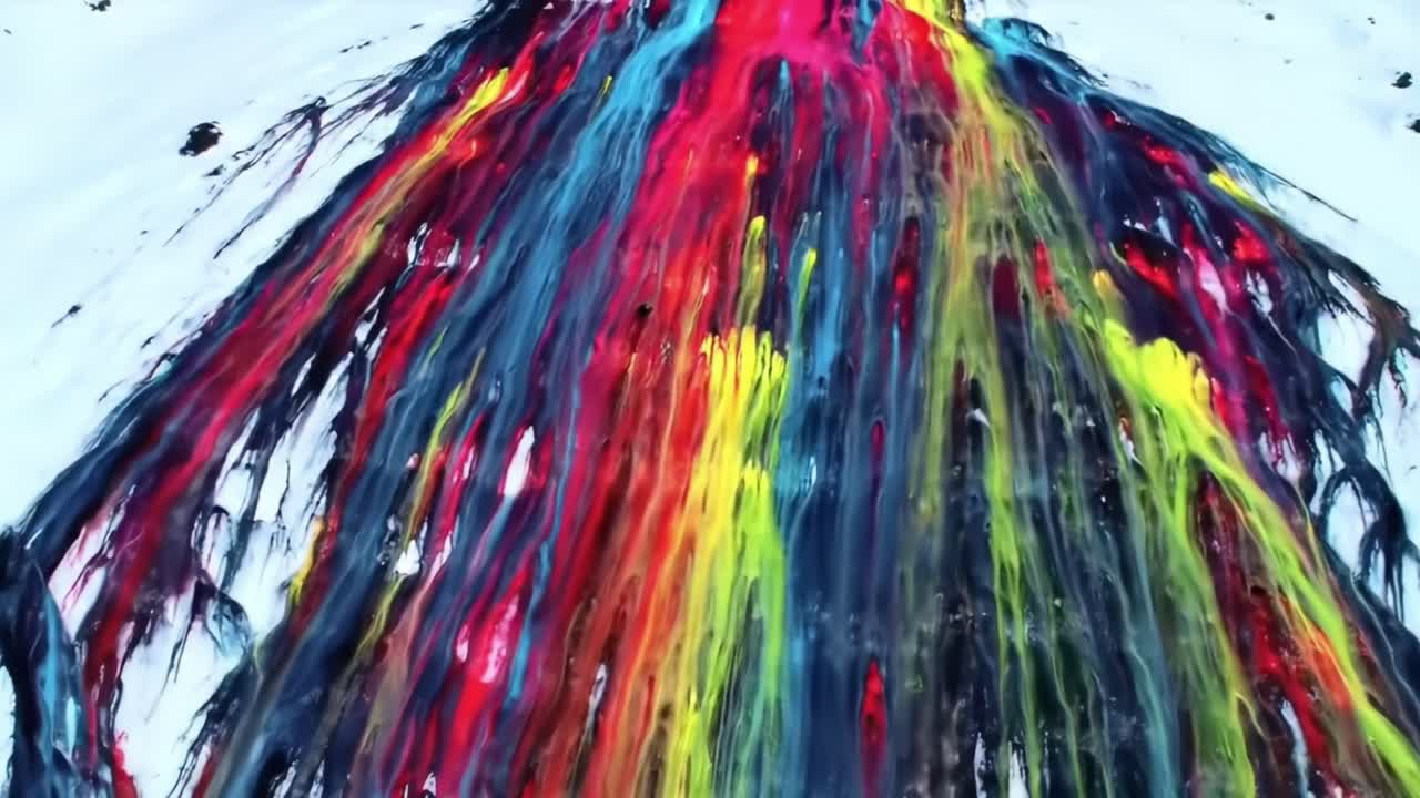 Colorful Paint Drips on Snow