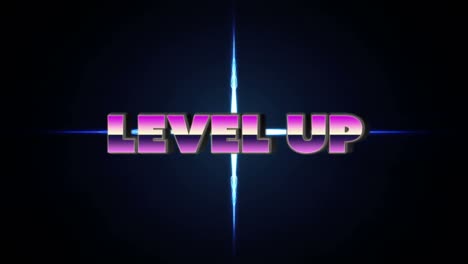 Animation-of-level-up-text-and-shapes-on-black-background