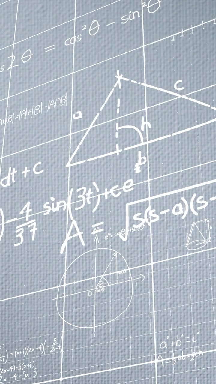 Animazione di elaborazione dati matematici su sfondo grigio