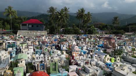 aerial view of a colorful cemetery in the philippines
