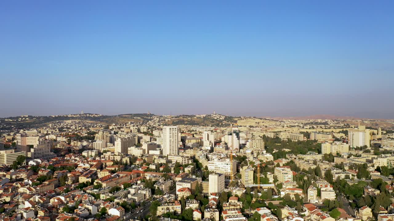 israel, jerusalén panorámica toma aérea sobre el centro de la ciudad, centro de la ciudad, toma 360