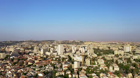 Israel,-Jerusalem-panorama-aerial-shot-above-city-center,-city-center,-360-shot