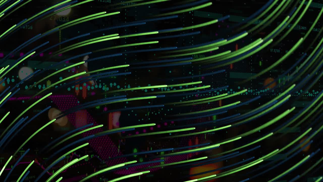 animazione di tracce luminose sull'elaborazione dei dati