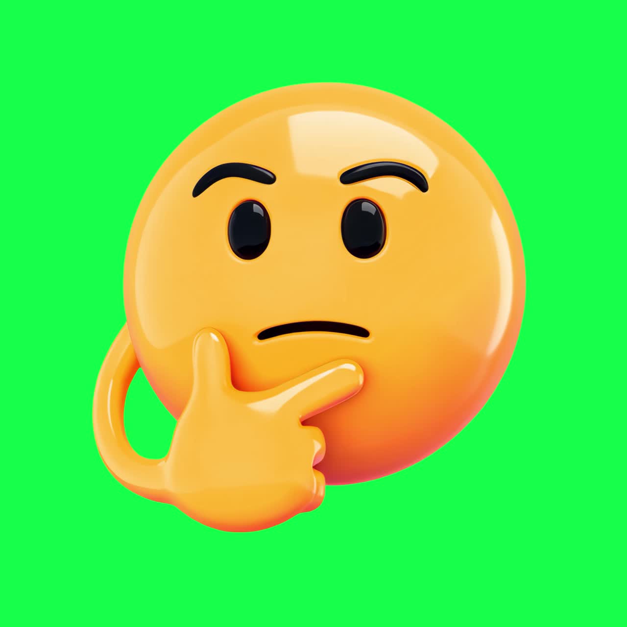 Thinking emoticon animation, transparent 4K video, green screen