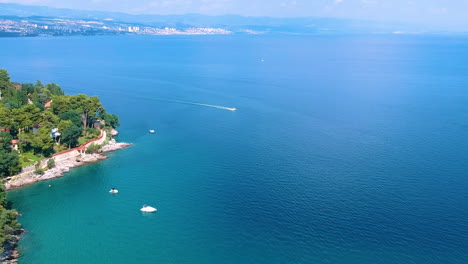 aerial view of adriatic coast with calm blue waters during summer