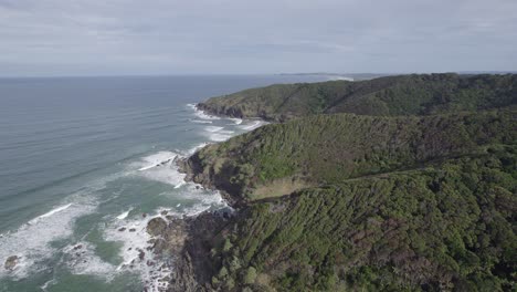 aerial view of broken head overlooking the pacific ocean in byron bay, northern rivers, nsw australia