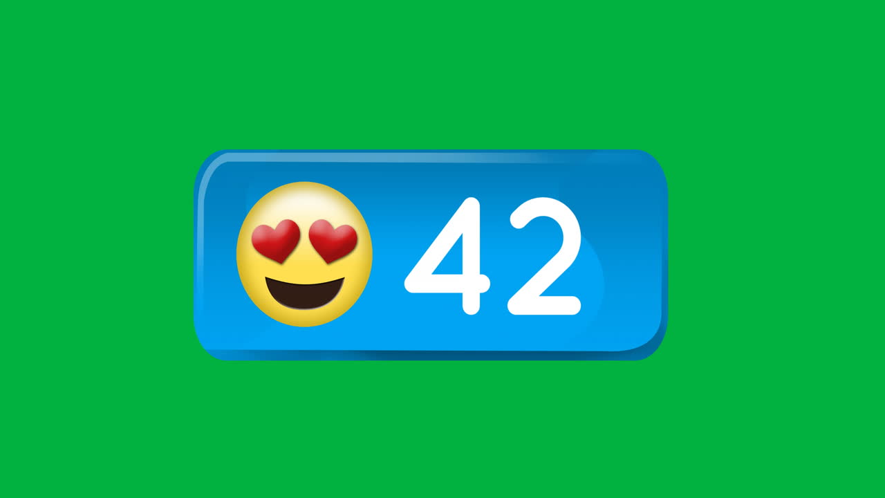 4k를 증가시키는 숫자 카운트와 함께 심장 눈 이모지