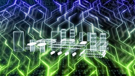 Animation-of-data-processing-over-computer-circuit-board