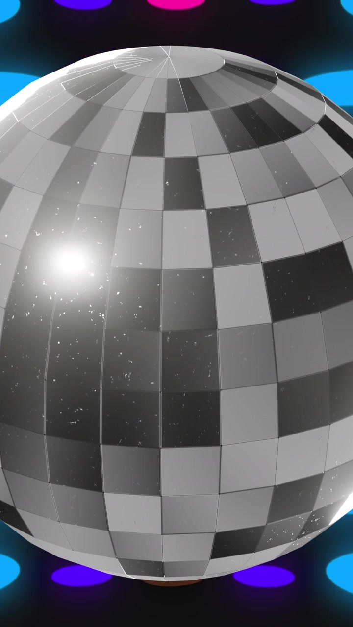Animazione di sfera da discoteca su macchie colorate su sfondo nero