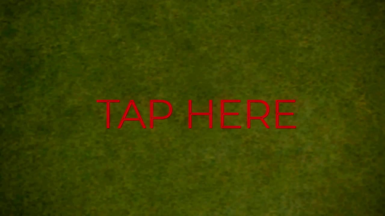 animación de texto de neón rojo, toque aquí, sobre fondo verde