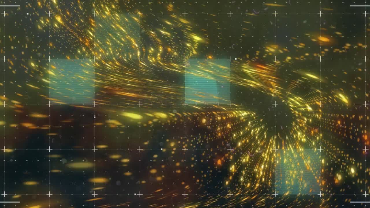 animación de puntos de luz sobre rastros de luz y formas sobre fondo negro