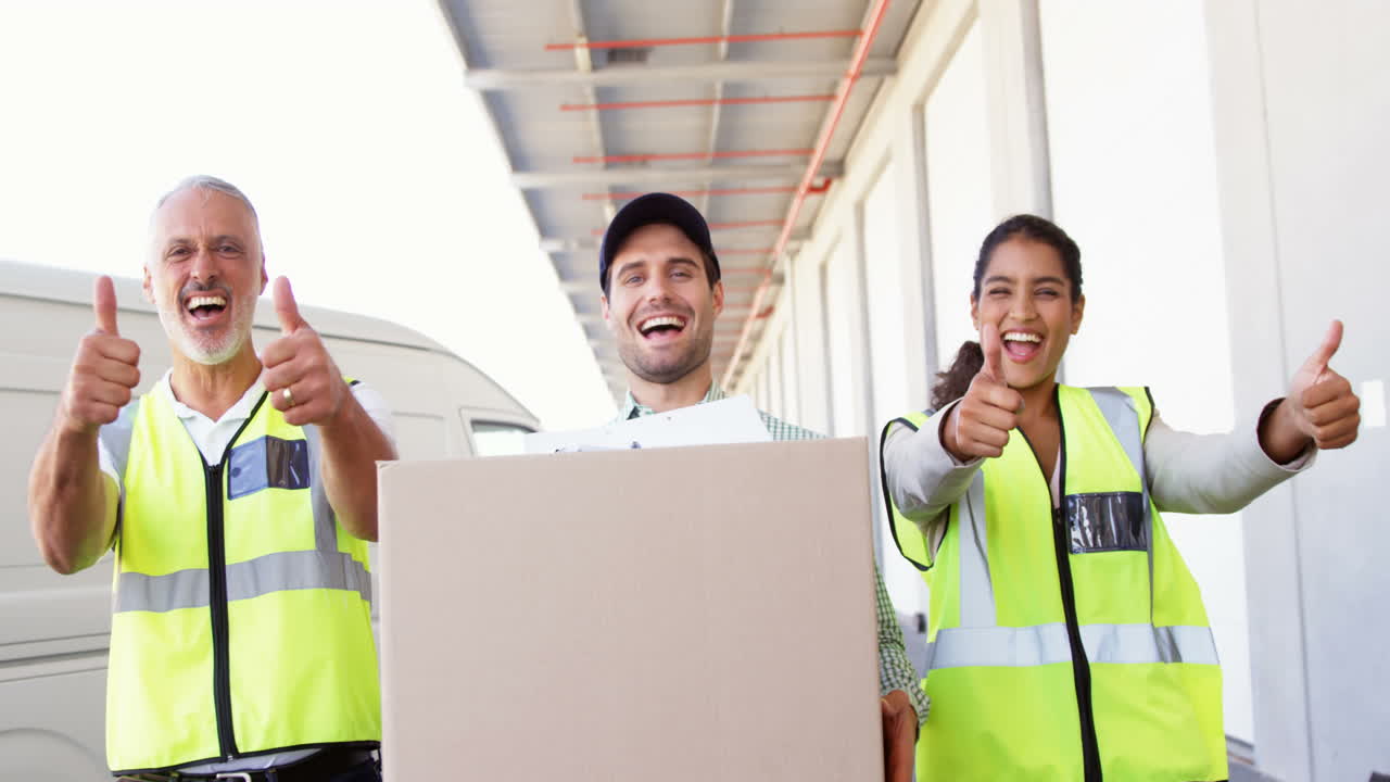 trabajadores del almacén posando juntos