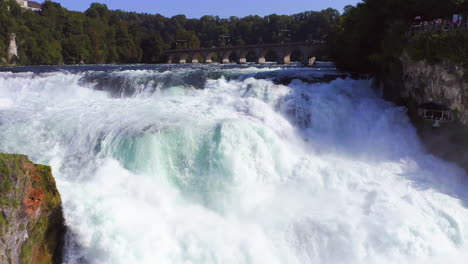 Panning-shot-of-the-roaring-waterfall-Rheinfall-at-Schaffhausen-in-Switzerland