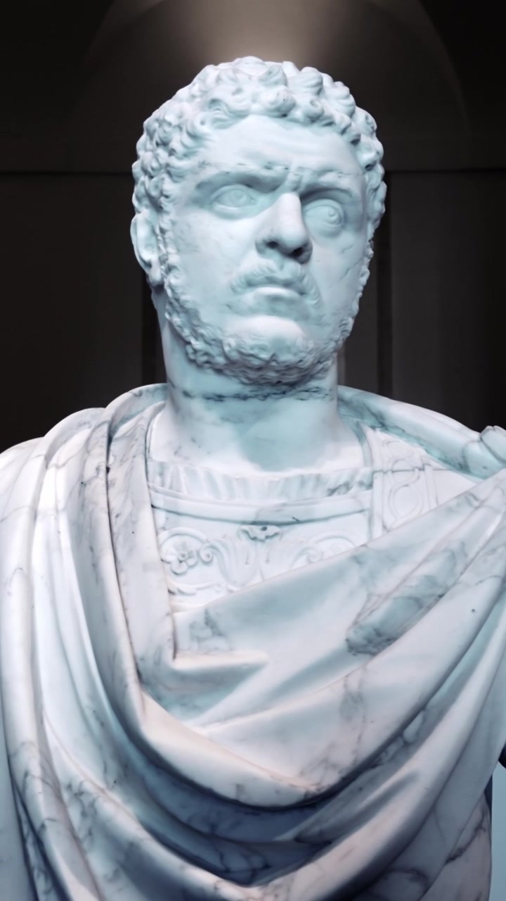Aranjuez, España, 2 de marzo de 2026. Busto de mármol del emperador romano Caracalla en el Palacio Real de Aranjuez.