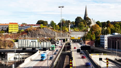 oslo highway bridge over railway traffic