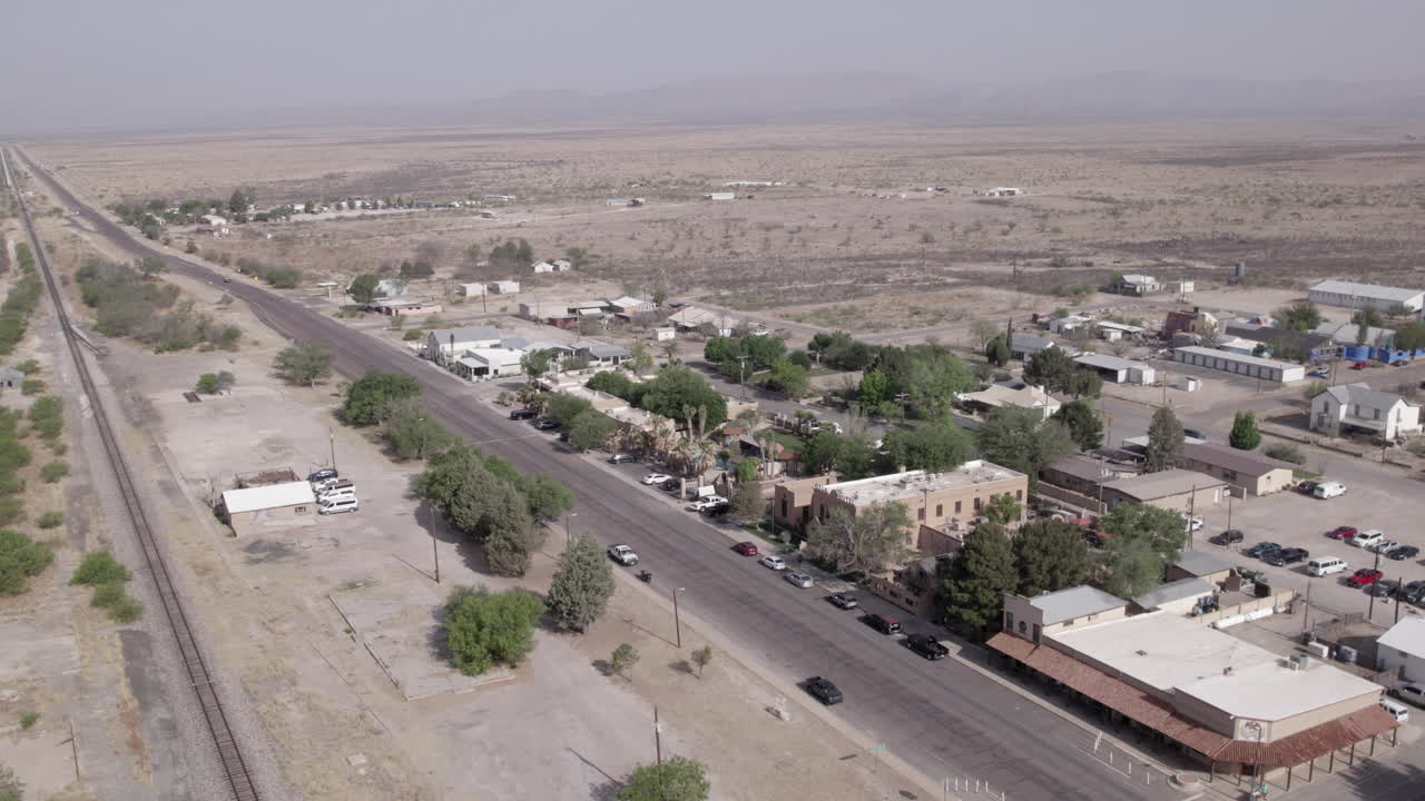 Aerial View of Marathon, Texas downtown, a small town outside of Big Bend National Park