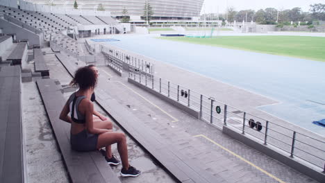 friends enjoying a break in a stadium