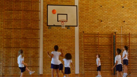 schoolkids practicing basketball in basketball court at school 4k