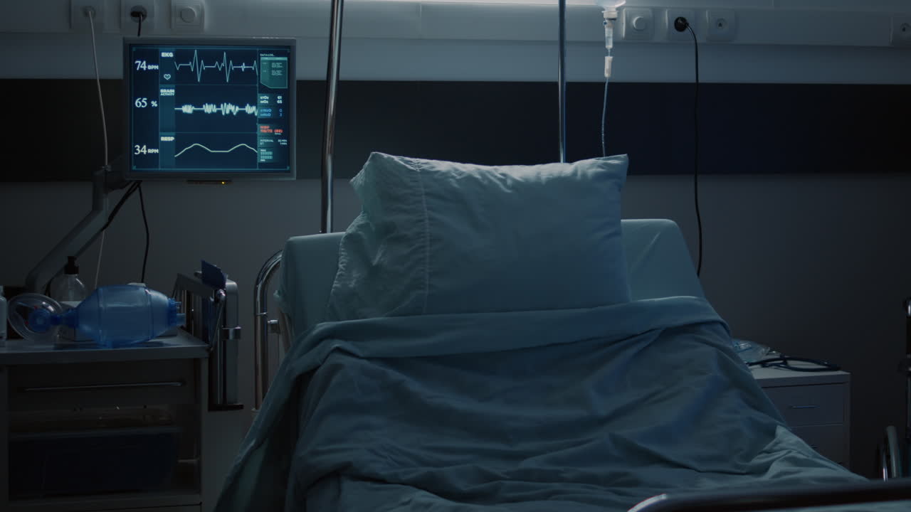 Empty clinical ward as emergency room on hospital floor