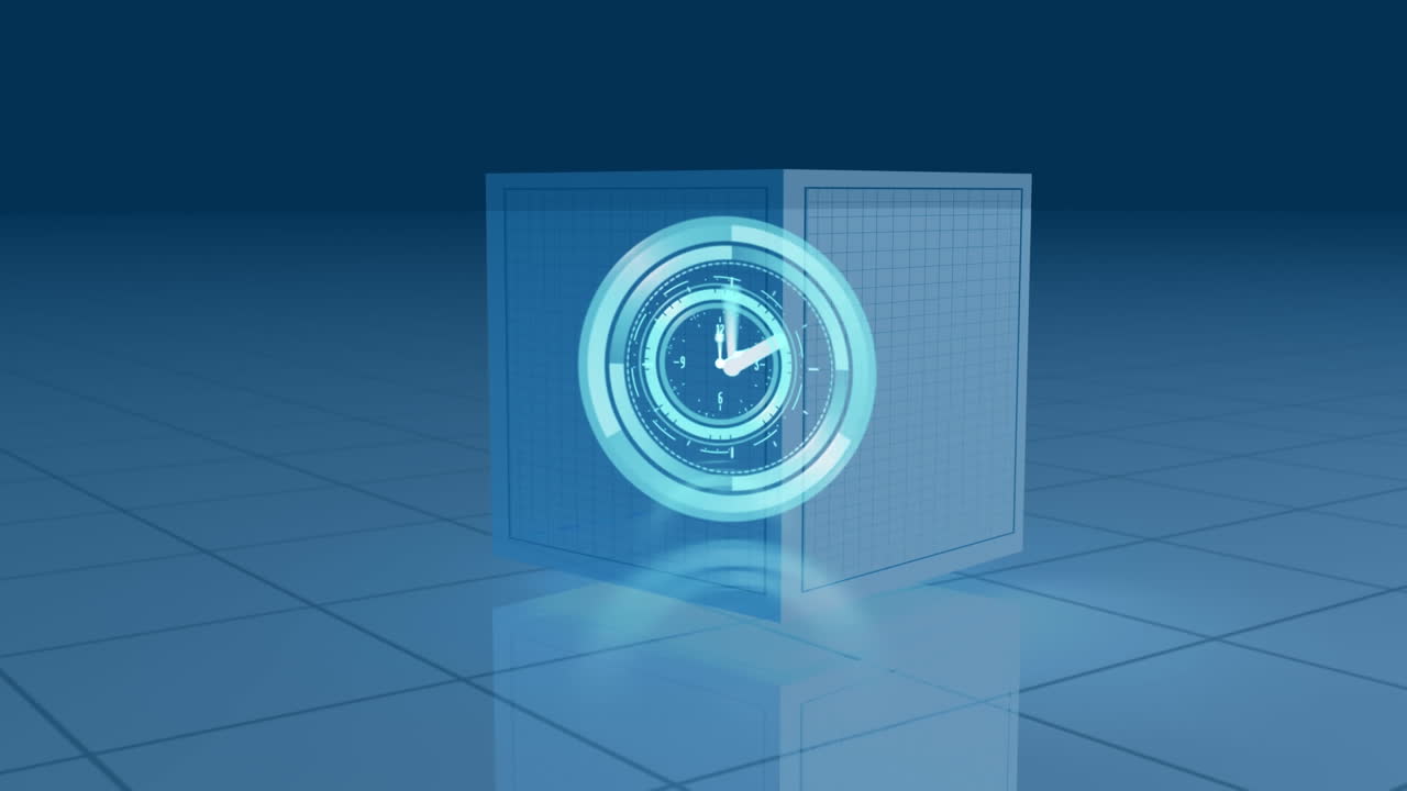 animación de movimiento del reloj sobre la caja con gráfico