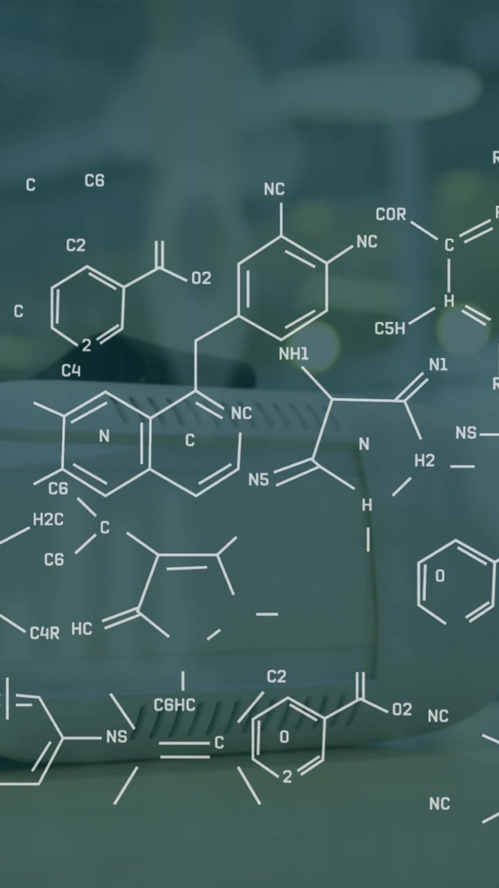 Animation of chemical formulas over vr headset