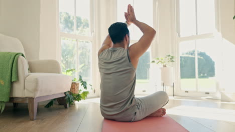 Yoga-Meditation,-Rücken--Und-Entspannungsperson-Meditiert