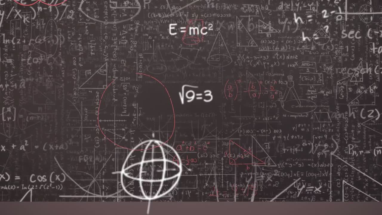 animación de ecuaciones matemáticas sobre un fondo negro