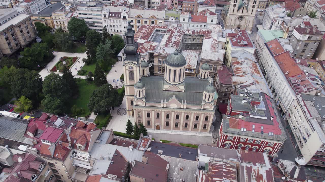 Sarajevo's Cathedral Church of the Nativity of the Theotokos, Bosnia and Herzegovina - Aerial