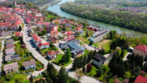 aerial 4k drone footage of the city ormo?