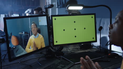 video call in a recording studio