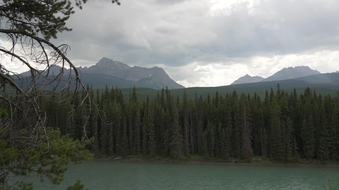 Timelapse of rolling clouds in Banff National park. Canada.