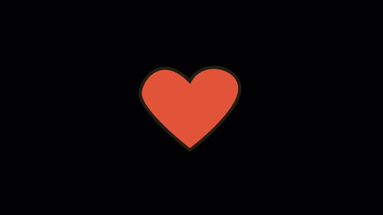 Pulsating Red Heart Icon Animation on Black Background