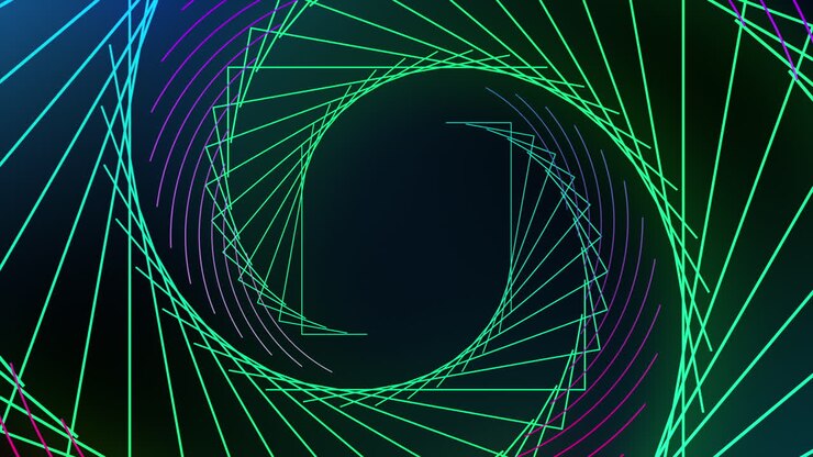 Dynamic Abstract Spiral of Glowing Neon Lines