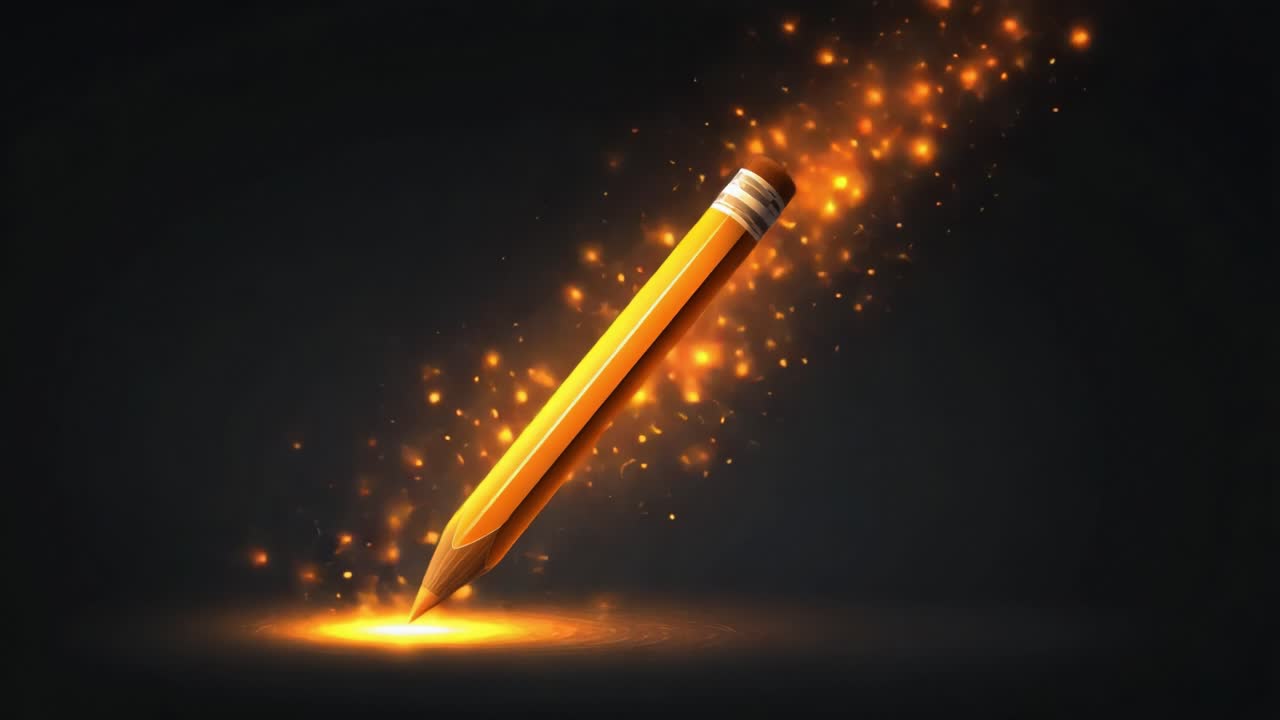 A Captivating Glimpse of a Vibrant Pencil Surrounded by a Magical Aura of Sparks and Lights, Perfect for Illustrating Creativity and Inspiration in Artistic Works