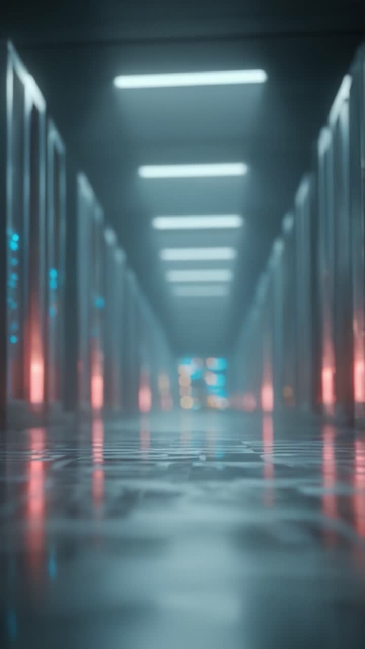 Uno sguardo accattivante in un corridoio futuristico: illuminazione e riflessi ipnotizzanti esaltano l'atmosfera di questo spazio moderno.