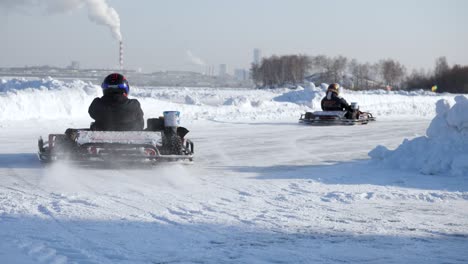 ice karting race on a snowy track