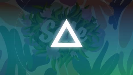 Animation-of-triangles-over-sale-with-flowers