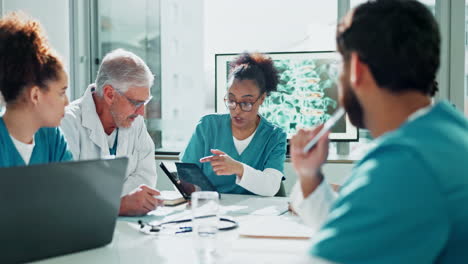 medical team meeting and discussing a patient's case
