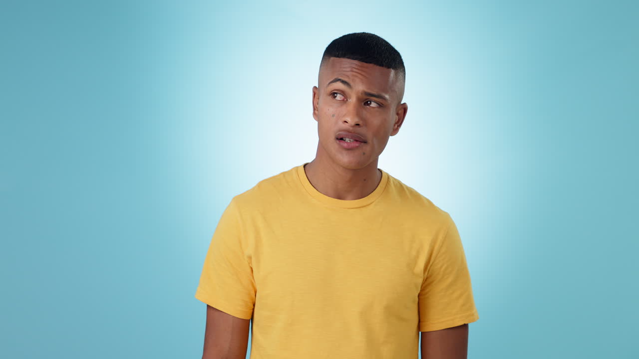 Thinking, confused and man with doubt