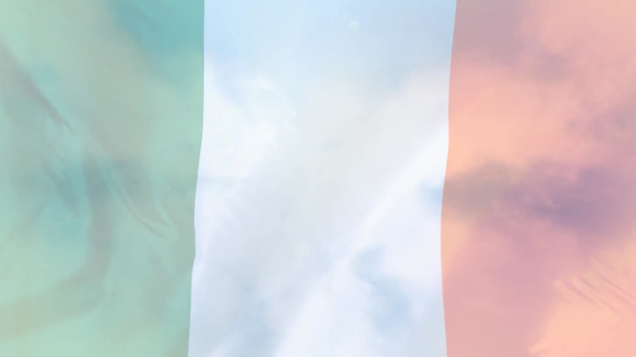 Animation af Irlands flag over skyer