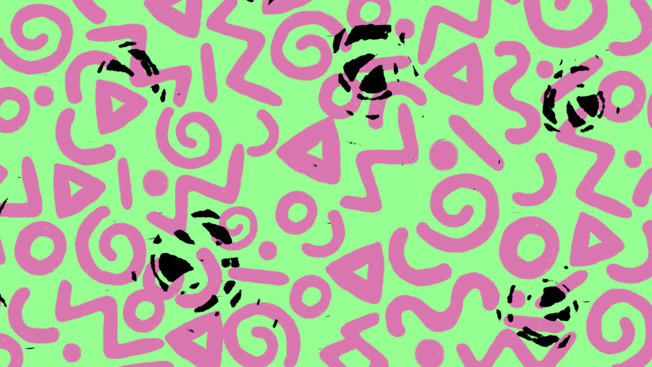 Abstract Retro 80s 90s Style Animated Pattern with Neon Green and Pink Shapes